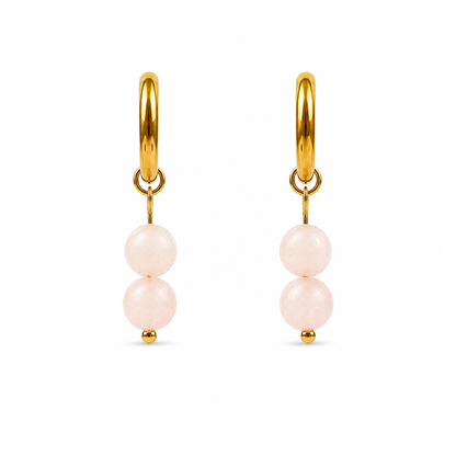 Rose quartz gold earrings