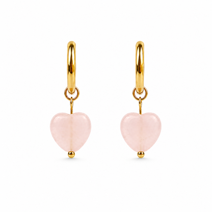 Rose quartz gold earrings