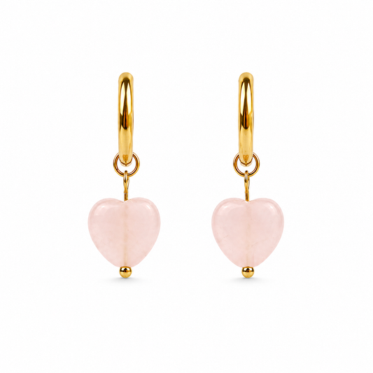 Rose quartz gold earrings