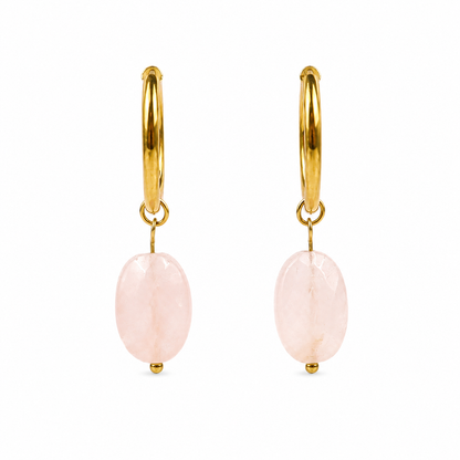 Rose quartz gold earrings