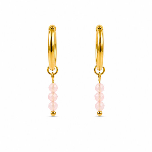Rose quartz gold earrings