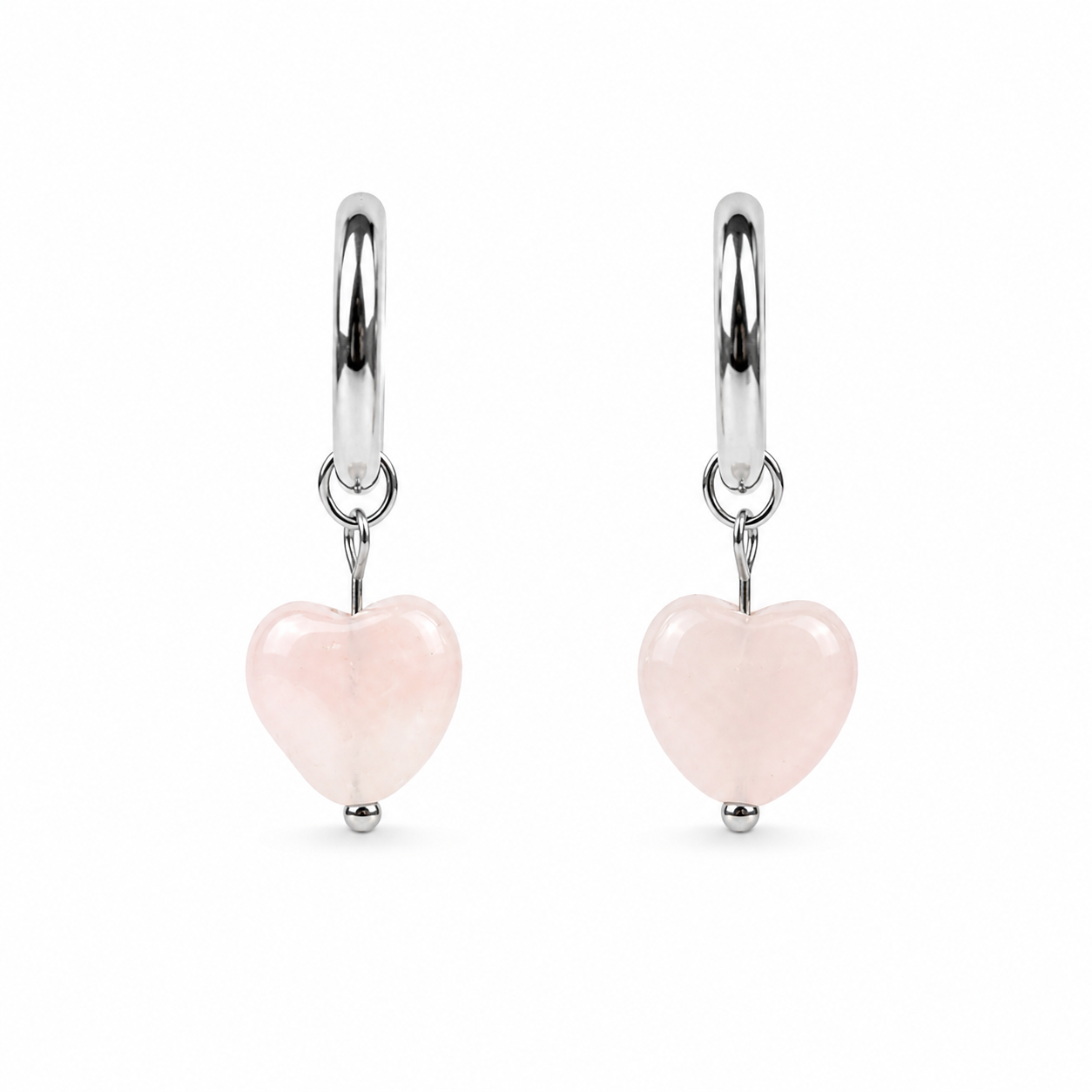 Rose quartz earrings silver