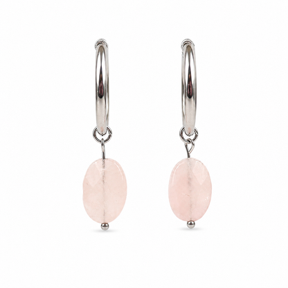 Rose quartz earrings silver