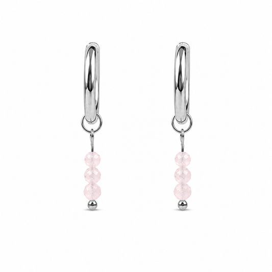 Rose quartz earrings silver