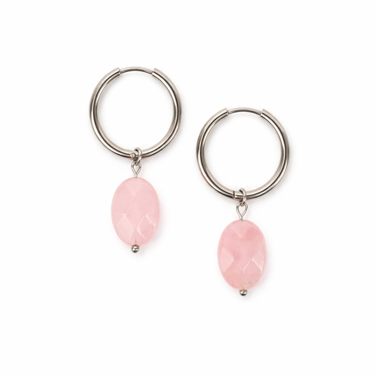 Rose quartz earrings silver