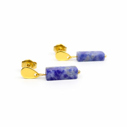 Earrings sodalite gold