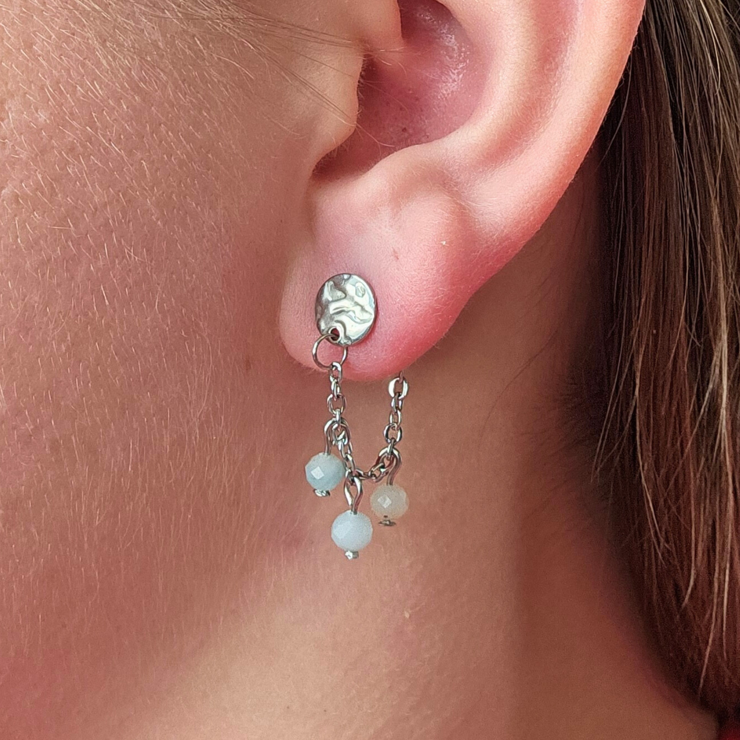 Oorbellen amazoniet zilver