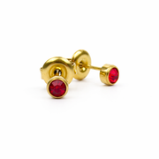 Oorbellen van goldplated stainless steel met geboortesteen van januari: granaat