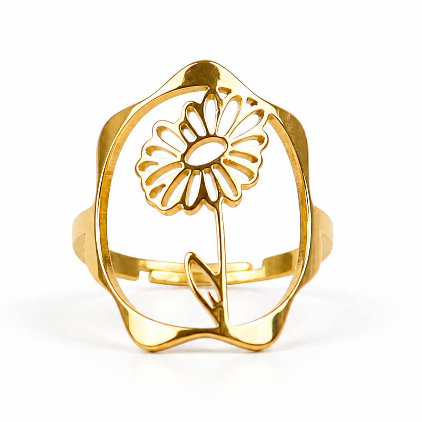 Geboortebloem ring goud