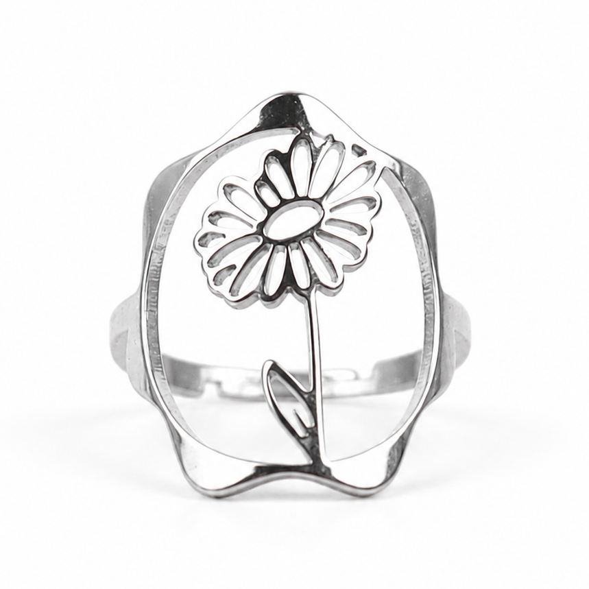 Geboortebloem ring zilver