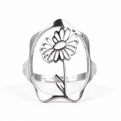 Geboortebloem ring zilver