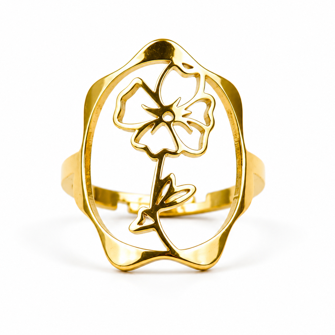 Geboortebloem ring goud