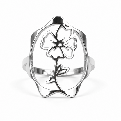 Geboortebloem ring zilver