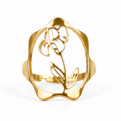 Geboortebloem ring goud