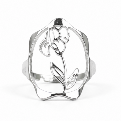 Geboortebloem ring zilver