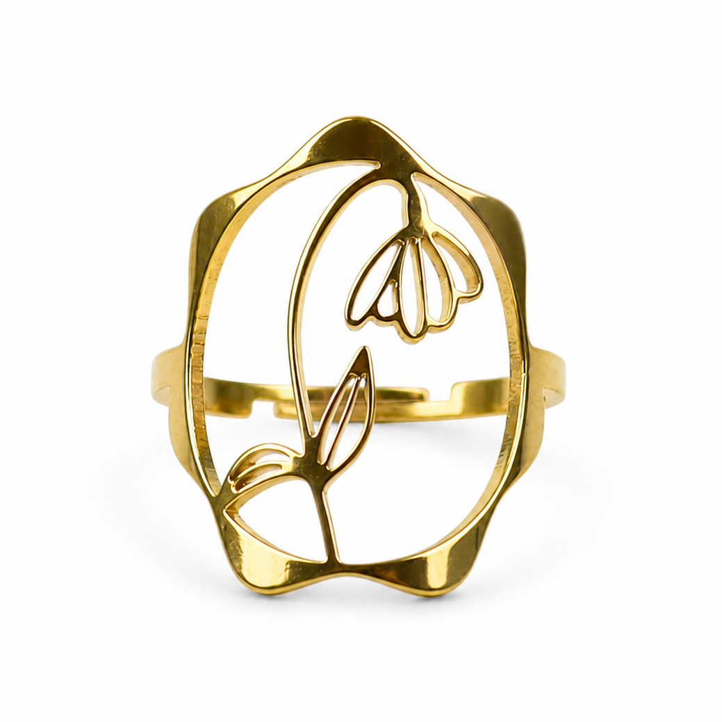 Geboortebloem ring goud