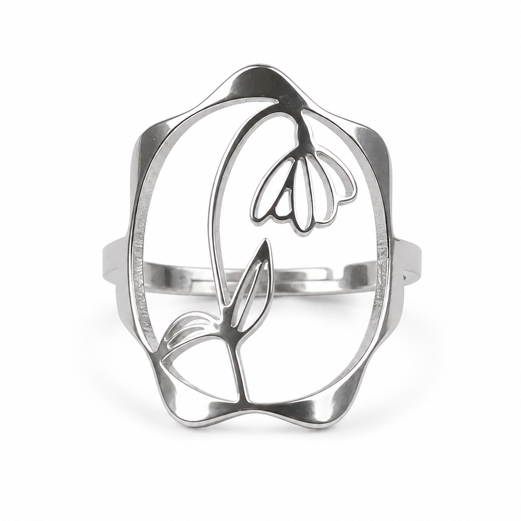Geboortebloem ring zilver