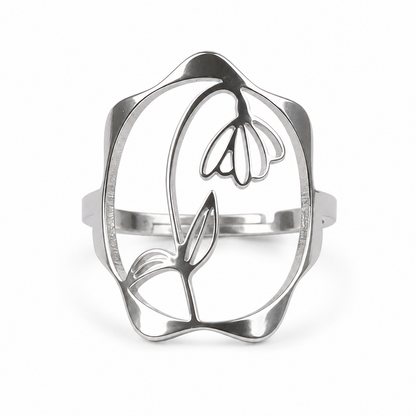 Geboortebloem ring zilver