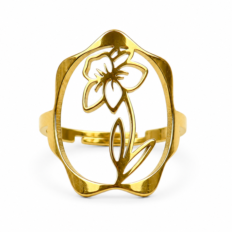 Geboortebloem ring goud