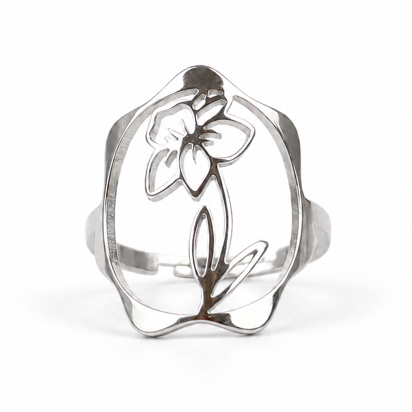 Geboortebloem ring zilver