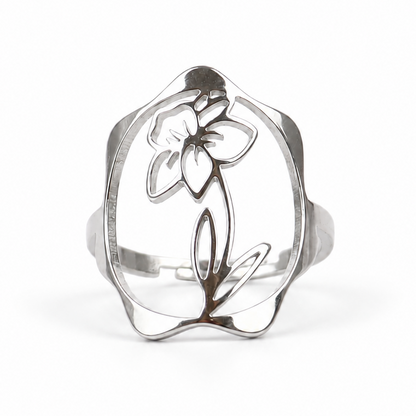 Geboortebloem ring zilver