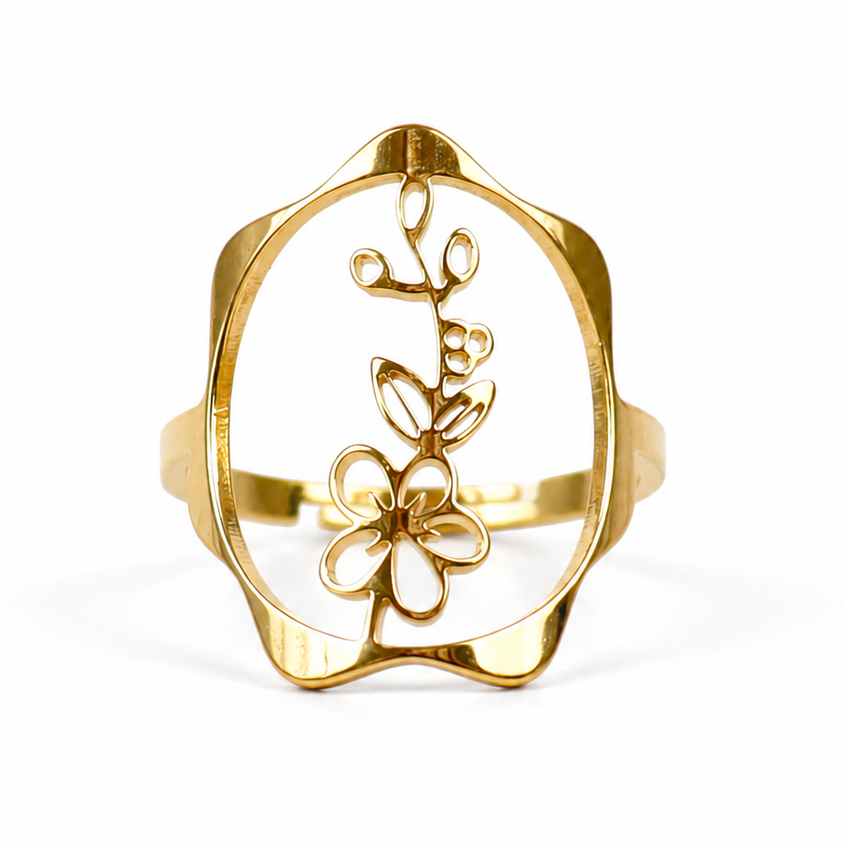 Geboortebloem ring goud