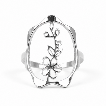 Geboortebloem ring zilver