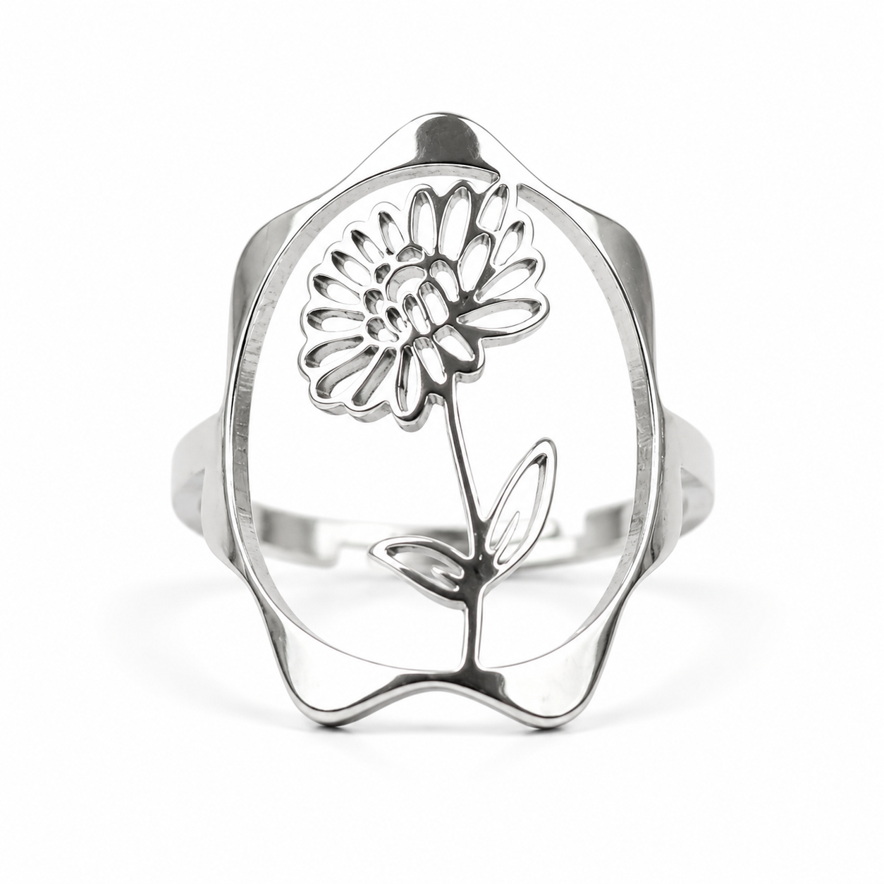 Geboortebloem ring zilver