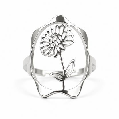 Geboortebloem ring zilver