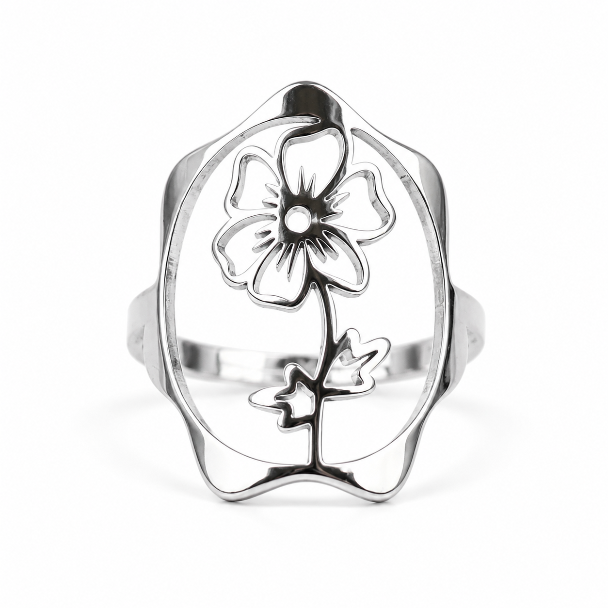 Geboortebloem ring zilver