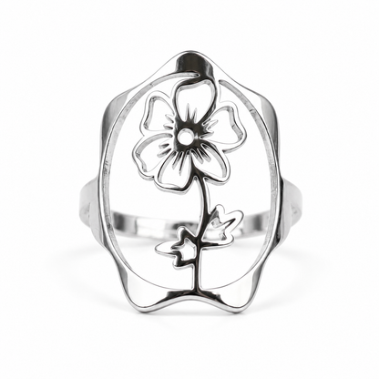 Geboortebloem ring zilver