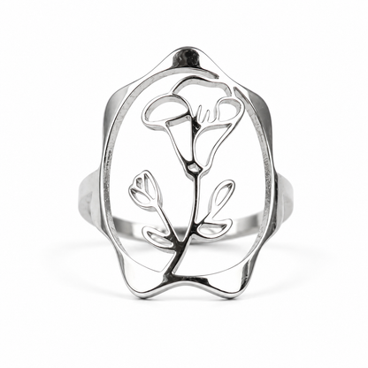 Geboortebloem ring zilver