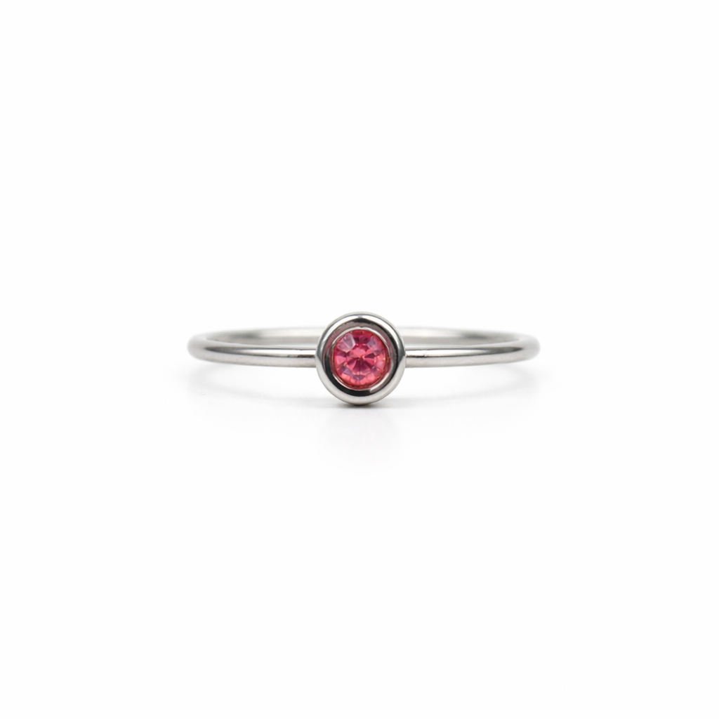 Birthstone ring October silver