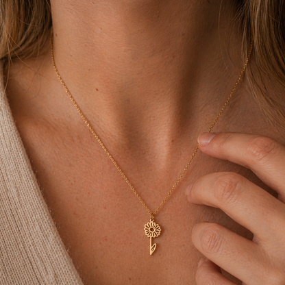 Geboortebloem ketting goud