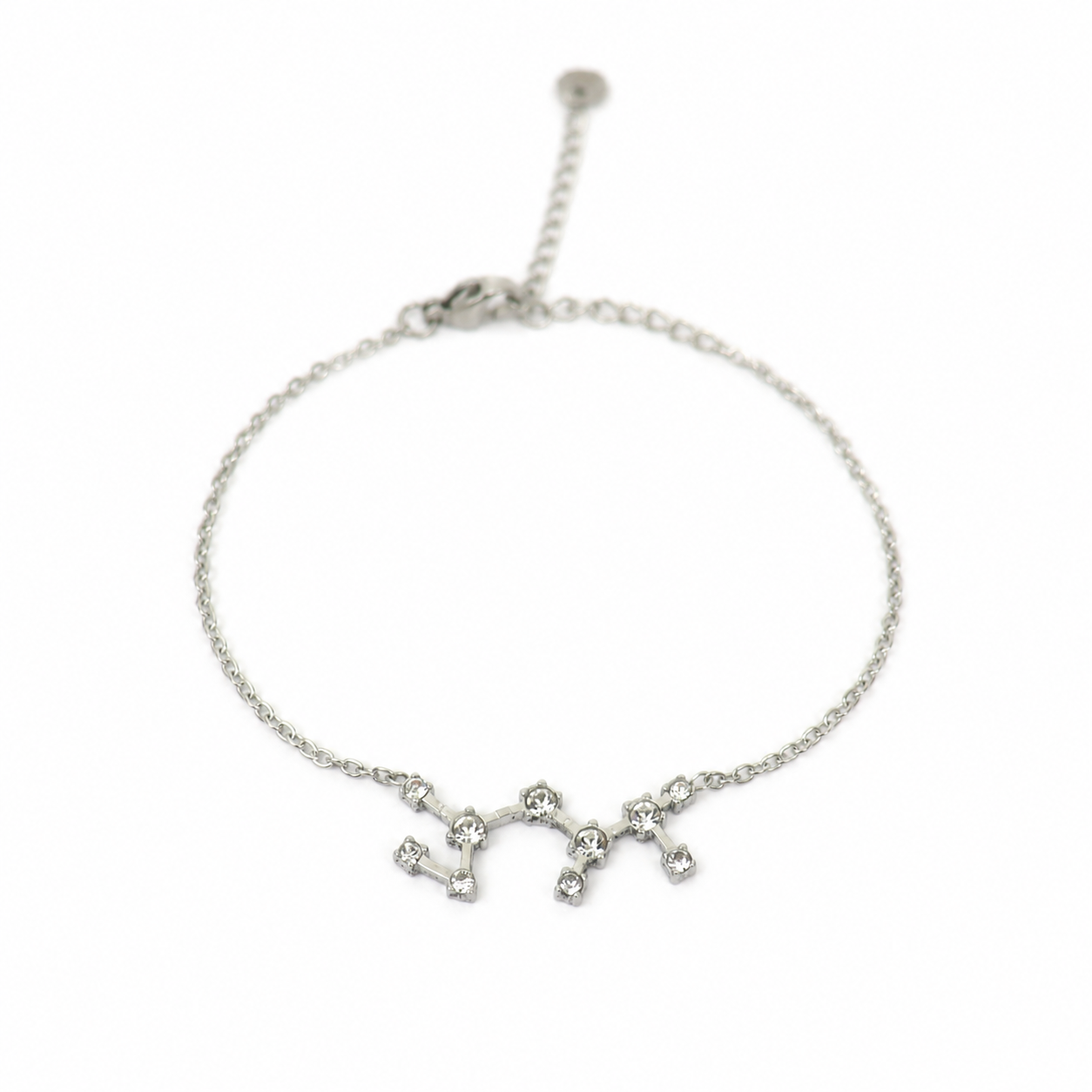 Armband van stainless steel met zirkonia steentjes in de vorm van het sterrenbeeld boogschutter