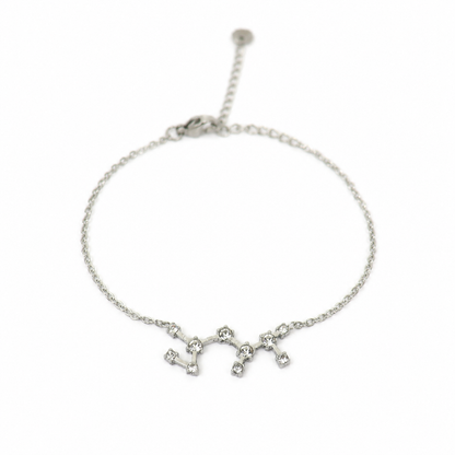 Armband van stainless steel met zirkonia steentjes in de vorm van het sterrenbeeld boogschutter