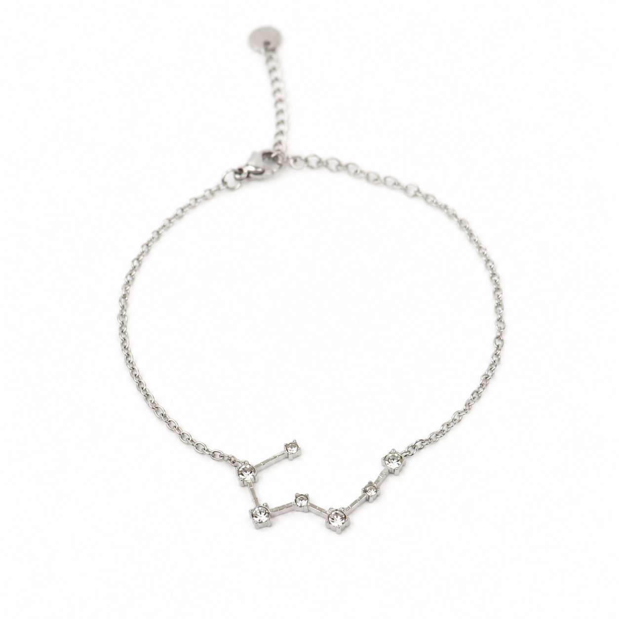 Armband van stainless steel met zirkonia steentjes in de vorm van het sterrenbeeld kreeft