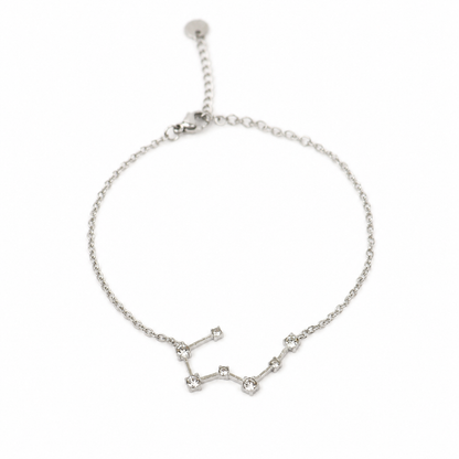 Armband van stainless steel met zirkonia steentjes in de vorm van het sterrenbeeld kreeft