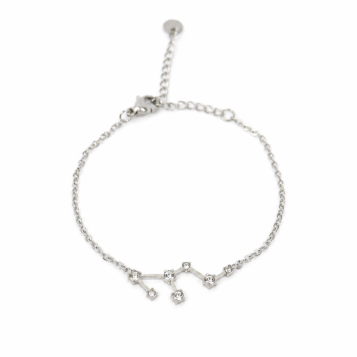 Armband van stainless steel met zirkonia steentjes in de vorm van het sterrenbeeld leeuw