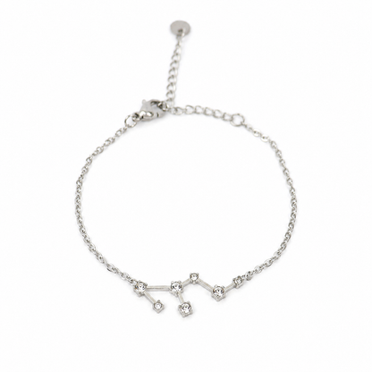 Armband van stainless steel met zirkonia steentjes in de vorm van het sterrenbeeld leeuw