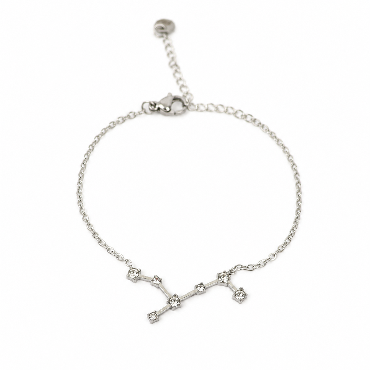 Armband van stainless steel met zirkonia steentjes in de vorm van het sterrenbeeld maagd