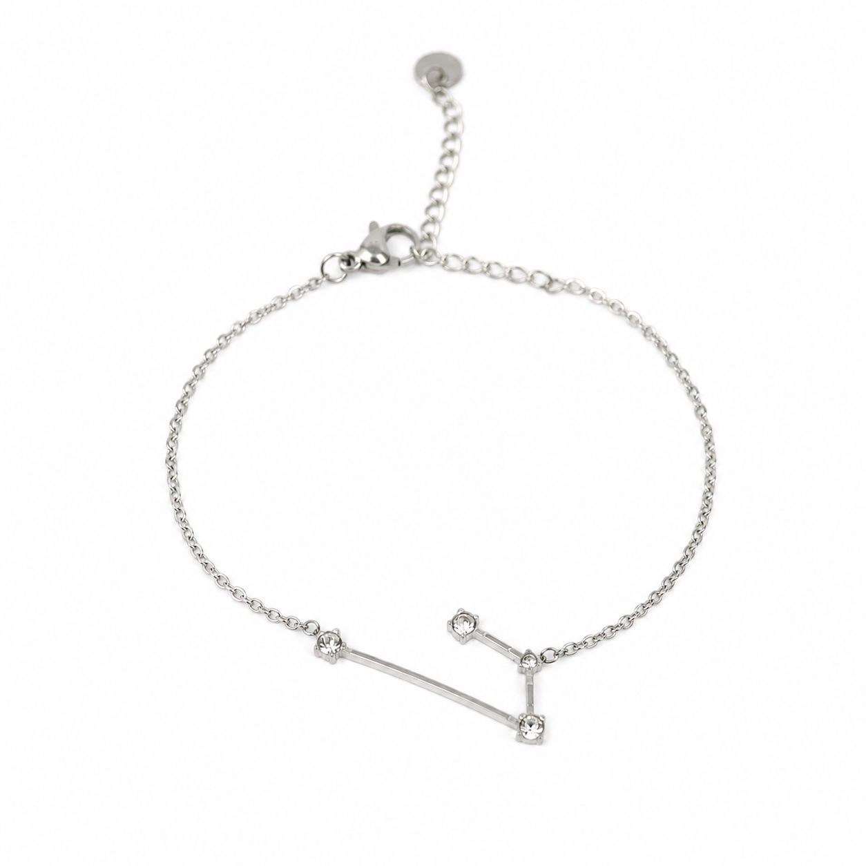 Armband van stainless steel met zirkonia steentjes in de vorm van het sterrenbeeld ram