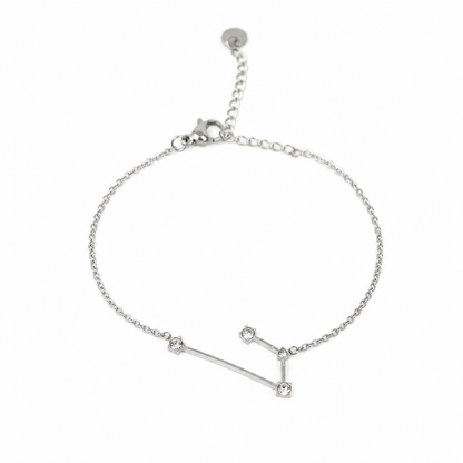 Armband van stainless steel met zirkonia steentjes in de vorm van het sterrenbeeld ram