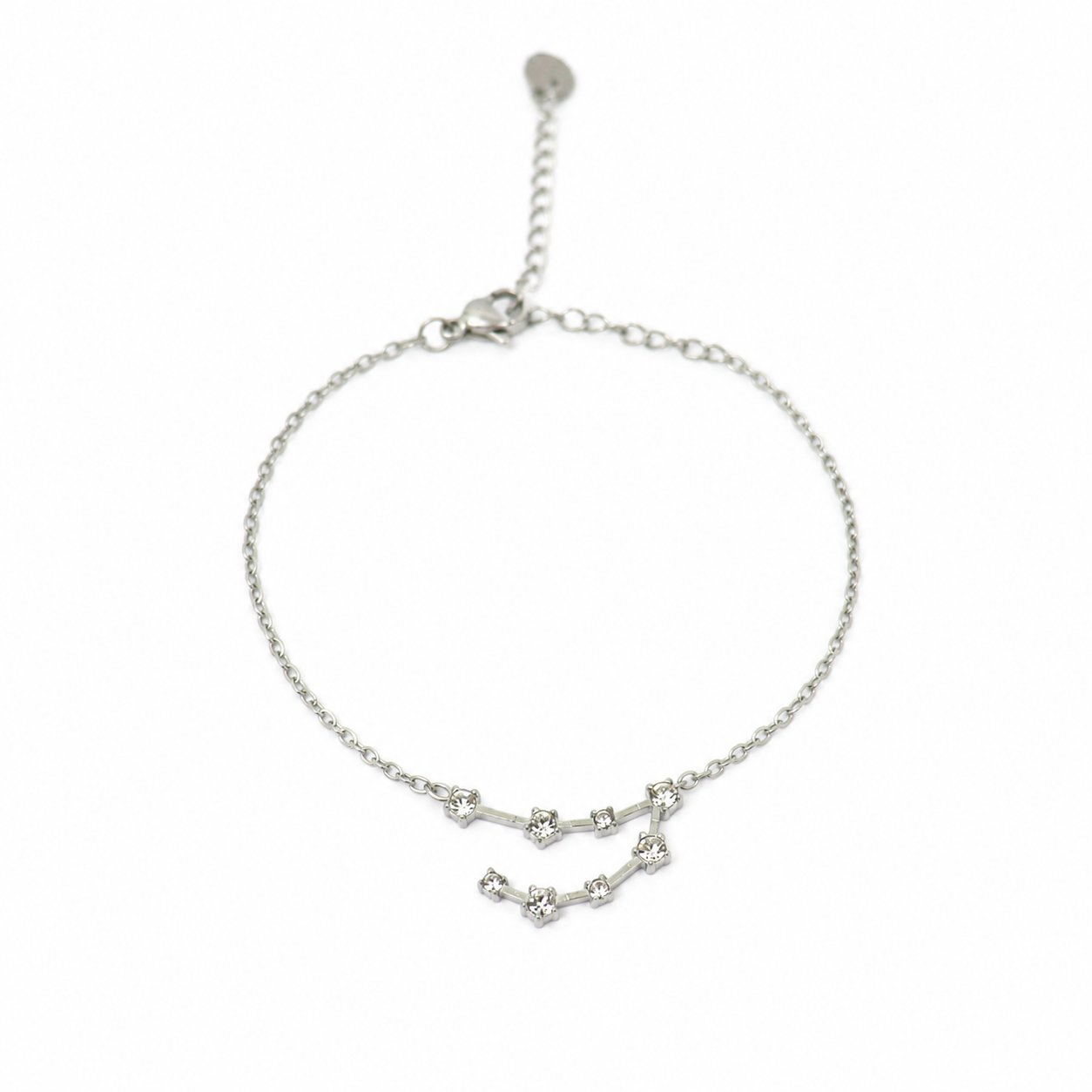 Armband van stainless steel met zirkonia steentjes in de vorm van het sterrenbeeld steenbok