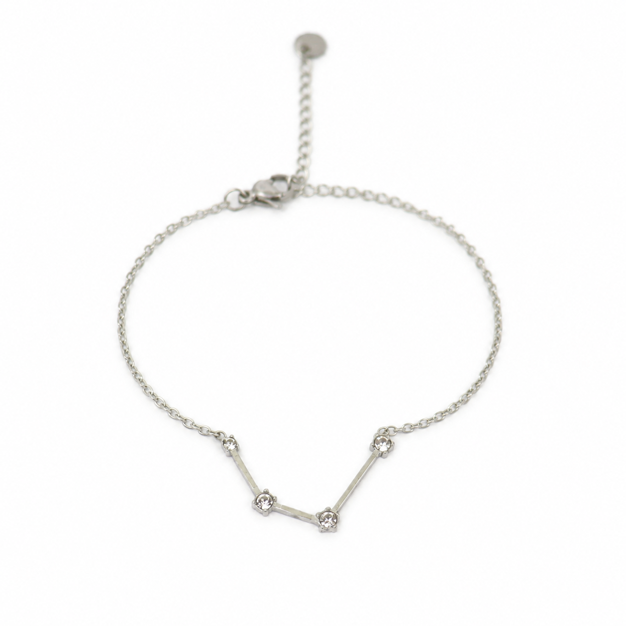 Armband van stainless steel met zirkonia steentjes in de vorm van het sterrenbeeld waterman