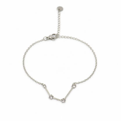 Armband van stainless steel met zirkonia steentjes in de vorm van het sterrenbeeld waterman