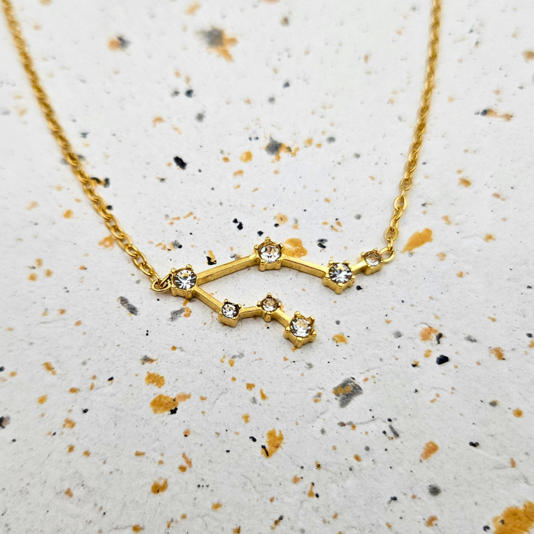 Ketting van goldplated stainless steel met sterrenbeeld tweelingen
