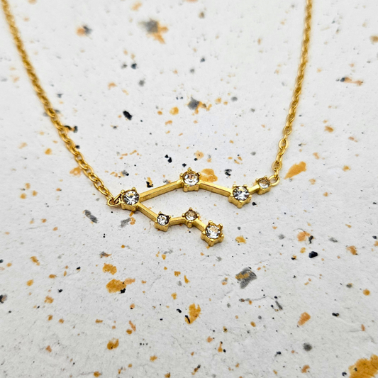 Ketting van goldplated stainless steel met sterrenbeeld tweelingen