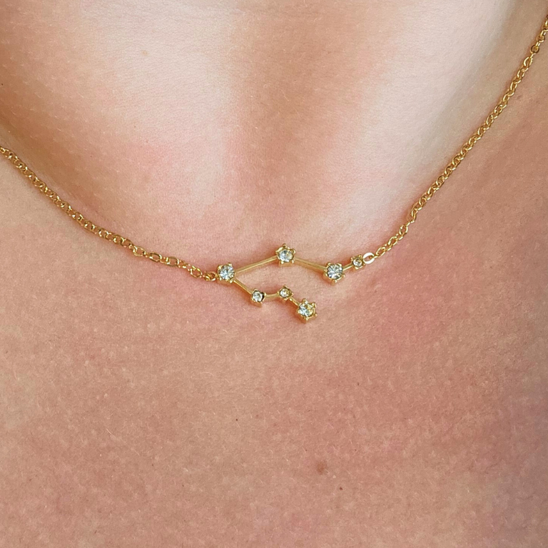 Ketting van goldplated stainless steel met sterrenbeeld tweelingen