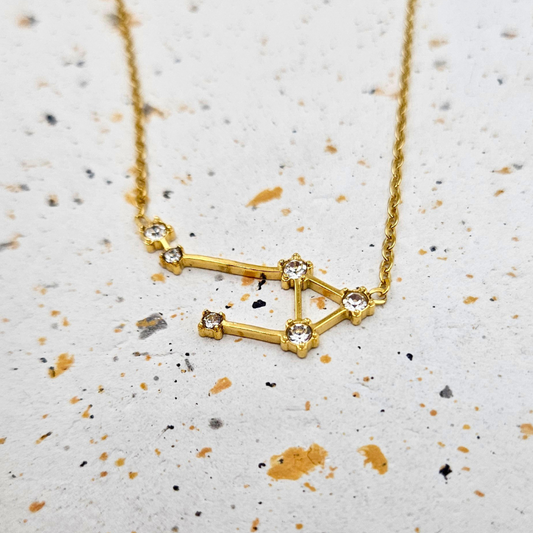 Ketting van goldplated stainless steel met sterrenbeeld weegschaal